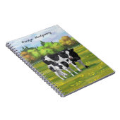 夏の牧草地でホルスタイン牛&かわいい子牛 ノートブック (右側)