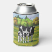 夏の牧草地でホルスタイン牛&かわいい子牛 缶クーラー (缶裏面)