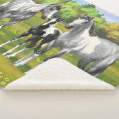 夏の牧草地で絵を描のリンゴ灰色の馬 シェルパブランケット (3/4)