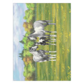 夏の牧草地で絵を描のリンゴ灰色の馬 テーブルクロス (正面)
