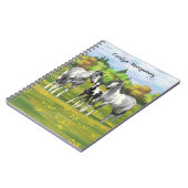 夏の牧草地で絵を描のリンゴ灰色の馬 ノートブック (左側)