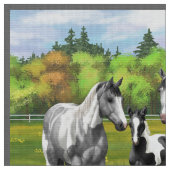 夏の牧草地で絵を描のリンゴ灰色の馬 ファブリック (クローズアップ)