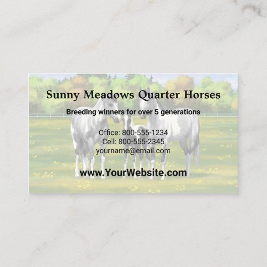 夏の牧草地で絵を描のリンゴ灰色の馬 名刺 (裏面)