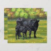 夏の牧草地に黒アンガスカウカワイカフカーフ (正面/裏面)