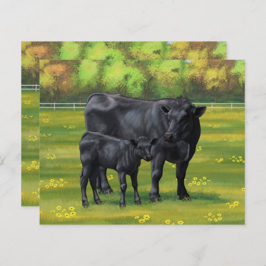 夏の牧草地に黒アンガスカウカワイカフカーフ (正面/裏面)