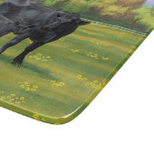 夏の牧草地に黒アンガスカウカワイカフカーフ カッティングボード (角)