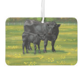 夏の牧草地に黒アンガスカウカワイカフカーフ カーエアーフレッシュナー (裏面)