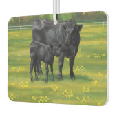 夏の牧草地に黒アンガスカウカワイカフカーフ カーエアーフレッシュナー (左)