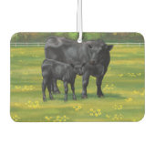 夏の牧草地に黒アンガスカウカワイカフカーフ カーエアーフレッシュナー (正面)