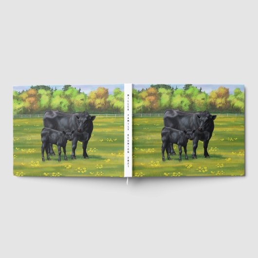 夏の牧草地に黒アンガスカウカワイカフカーフ ゲストブック (全面)