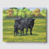 夏の牧草地に黒アンガスカウカワイカフカーフ ゲストブック (裏面)