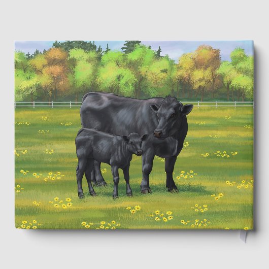 夏の牧草地に黒アンガスカウカワイカフカーフ ゲストブック (裏面)