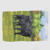 夏の牧草地に黒アンガスカウカワイカフカーフ ゴルフタオル (横)