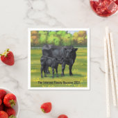 夏の牧草地に黒アンガスカウカワイカフカーフ スタンダードカクテルナプキン (インサイチュ)