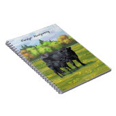 夏の牧草地に黒アンガスカウカワイカフカーフ ノートブック (右側)