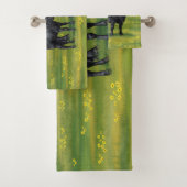 夏の牧草地に黒アンガスカウカワイカフカーフ バスタオルセット (インサイチュ)