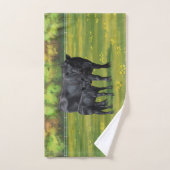 夏の牧草地に黒アンガスカウカワイカフカーフ バスタオルセット (ハンドタオル)