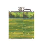 夏の牧草地に黒アンガスカウカワイカフカーフ フラスク (裏面)