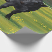 夏の牧草地に黒アンガスカウカワイカフカーフ ラッピングペーパー (角)