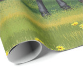 夏の牧草地に黒アンガスカウカワイカフカーフ ラッピングペーパー (ロールコーナー)