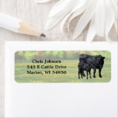 夏の牧草地に黒アンガスカウカワイカフカーフ ラベル (インサイチュ)