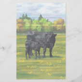 夏の牧草地に黒アンガスカウカワイカフカーフ 便箋 (裏面)