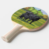 夏の牧草地に黒アンガスカウカワイカフカーフ 卓球ラケット (正面アングル)