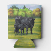 夏の牧草地に黒アンガスカウカワイカフカーフ 缶クーラー (裏面)