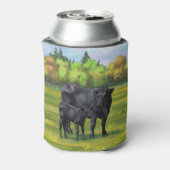 夏の牧草地に黒アンガスカウカワイカフカーフ 缶クーラー (缶裏面)