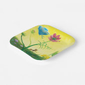 夏の牧草地のアリと蝶のイラストレーション ペーパープレート (傾斜あり)