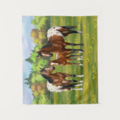 夏の牧草地のブラウンベイアパロオーサ馬 タペストリー (正面)