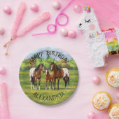 夏の牧草地のブラウンベイアパロオーサ馬 ペーパープレート (パーティー)