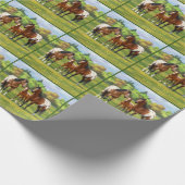 夏の牧草地のブラウンベイアパロオーサ馬 ラッピングペーパー (角)