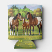 夏の牧草地のブラウンベイアパロオーサ馬 缶クーラー (裏面)