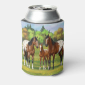 夏の牧草地のブラウンベイアパロオーサ馬 缶クーラー (缶裏面)