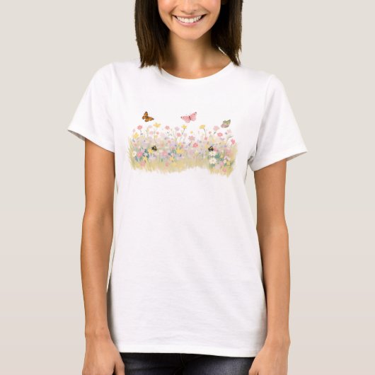 夏の牧草地の女性用Tシャツ Tシャツ (正面)