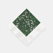 夏の牧草地の小さな白とライトピンクのワイルドフラワー 縁ありカクテルナプキン (角)