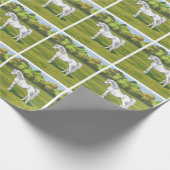 夏の牧草地の白エジプトのアラビア馬 ラッピングペーパー (角)