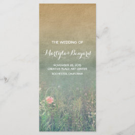 夏の牧草地の素朴なロマンチックな結婚式のプログラム プログラム