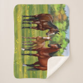 夏の牧草地の茶色のベイクォーターウマ シェルパブランケット (正面)