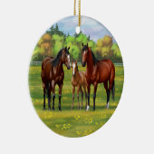 夏の牧草地の茶色のベイクォーターウマ セラミックオーナメント (右)