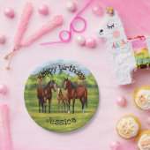 夏の牧草地の茶色のベイクォーターウマ ペーパープレート (パーティー)