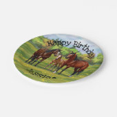 夏の牧草地の茶色のベイクォーターウマ ペーパープレート (アングル)