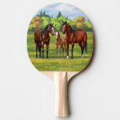 夏の牧草地の茶色のベイクォーターウマ 卓球ラケット (裏面)