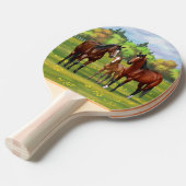 夏の牧草地の茶色のベイクォーターウマ 卓球ラケット (正面アングル)