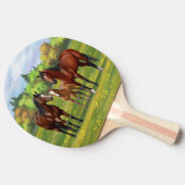 夏の牧草地の茶色のベイクォーターウマ 卓球ラケット (横)