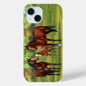 夏の牧草地の茶色のベイクォーターウマ Case-Mate iPhoneケース (裏面)