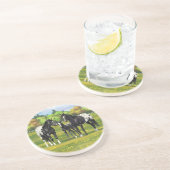 夏の牧草地の黒いアパルーサの馬 コースター (側面)