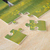 夏の牧草地の黒いアパルーサの馬 ジグソーパズル (側面)