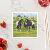 夏の牧草地の黒いアパロオーサの馬 スタンダードカクテルナプキン (インサイチュ)